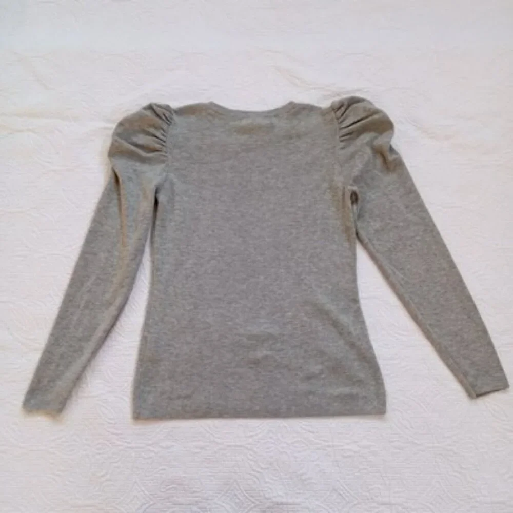 Set Gray Puff Sleeve Sweater & Ann Taylor LOFT Black Silk Cardigan Womens - Picture 8 of 16